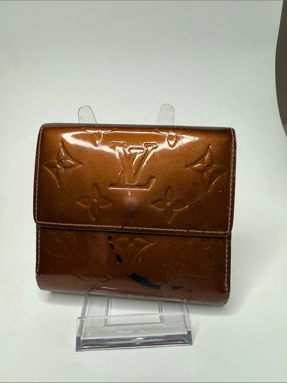 Louis Vuitton Elise Bronze Vernis Monogram Wallet TriFold | Unisex | Pre-Owned |